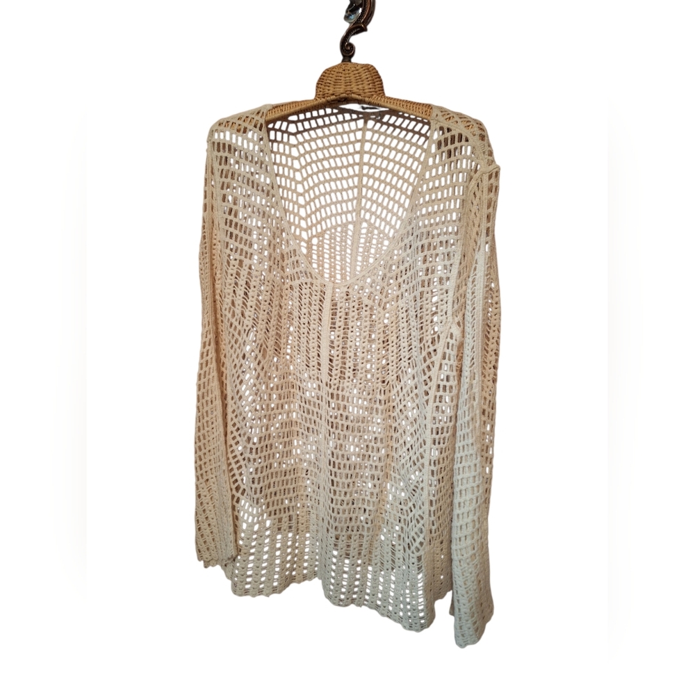 Cream Open Knit Pullover Long Sleeved Whimsigoth Top 100% Cotton Scoop LS XL